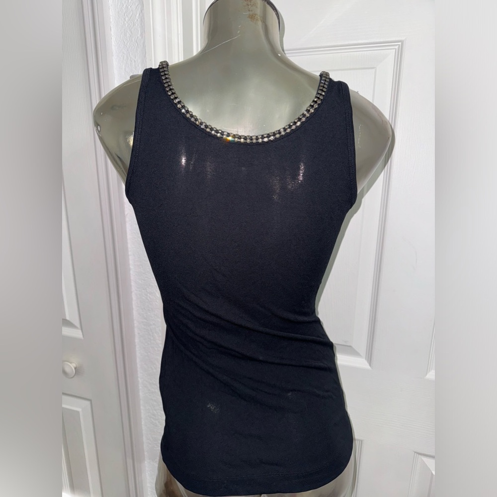 Express black dress tank top rhinestone embellished neckline small - Picture 2 of 8